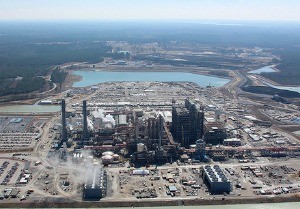 Photo by the Southern Company HUGE UNDERTAKING: Another aerial view of the Kemper Project power plant, with the lignite mine in the background.