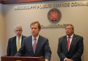 (From left) MSPS Commissioner Brandon Presley Entergy MS President & CEO Haley Fisackerly, and MPSC Chairman Lynn Posey jointly announced millions in savings for Entergy MS customers.
