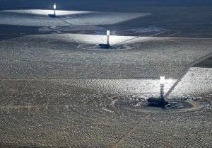 GETTY IMAGE The Ivanpah Solar Electric Generating System is seen in an aerial view on February 20, 2014 in the Mojave Desert in California.