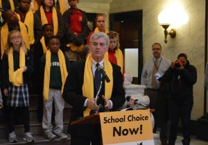 SCHOOL CHOICE ADVOCATE: Mississippi Gov. Phil Bryant speaks at a school choice rally held in January at the state Capitol.