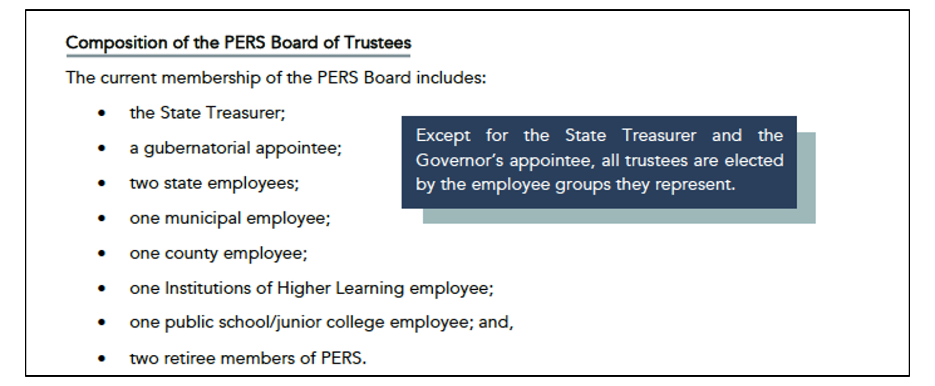 Composition of the PERS Board of Trustees